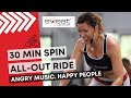 30 minute all out intense spin class with cat kom  angry music  happy people