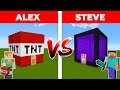 MINECRAFT - ALEX vs STEVE! PORTAL HOUSE vs TNT HOUSE - The Best Episodes