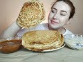 ГОРА БЛИНОВ С ВАРЕНКОЙ И СГУЩЕНКОЙ | PANCAKES WITH  CONDENSED MILK MUKBANG ASMR | 먹방|