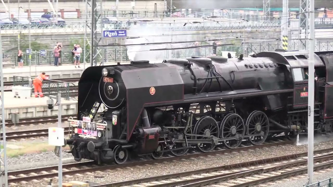 Slavnosti svobody Plzeň 2025 parní vlak 475.111 Šlechtična
