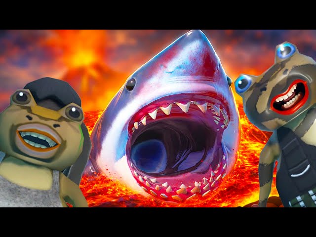 Megalodon Vs. Pungence's Volcano Who Will Win?!?! The Amazing Frog 81