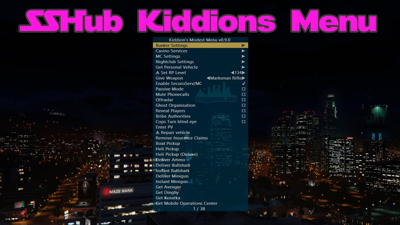 SSHub Kiddions Mod Menu 2025 | GTA 5 Online Hack & Money Cheat