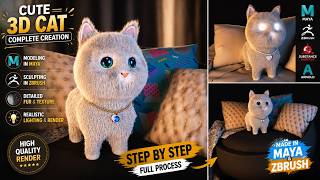 Cute Cat Character Creation 🔥 Maya + ZBrush Workflow || Ultra Realistic Fur in Maya & Arnold😱 screenshot 3