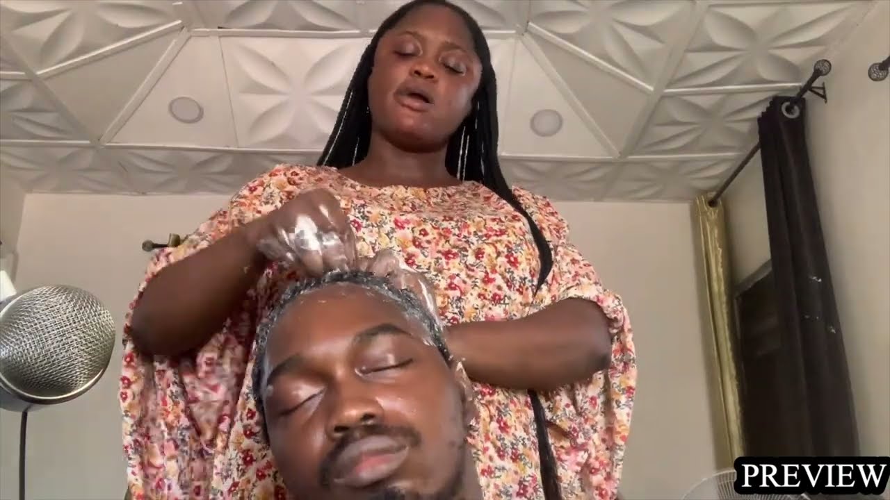 ASMR✨WET HAIR MASSAGE AND HAIR SHAMPOO MASSAGE ON MY BROTHER WITH GUM CRACKING SOUND.