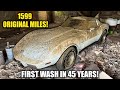 First wash in 45 years barn find corvette with 1599 original miles  satisfying restoration