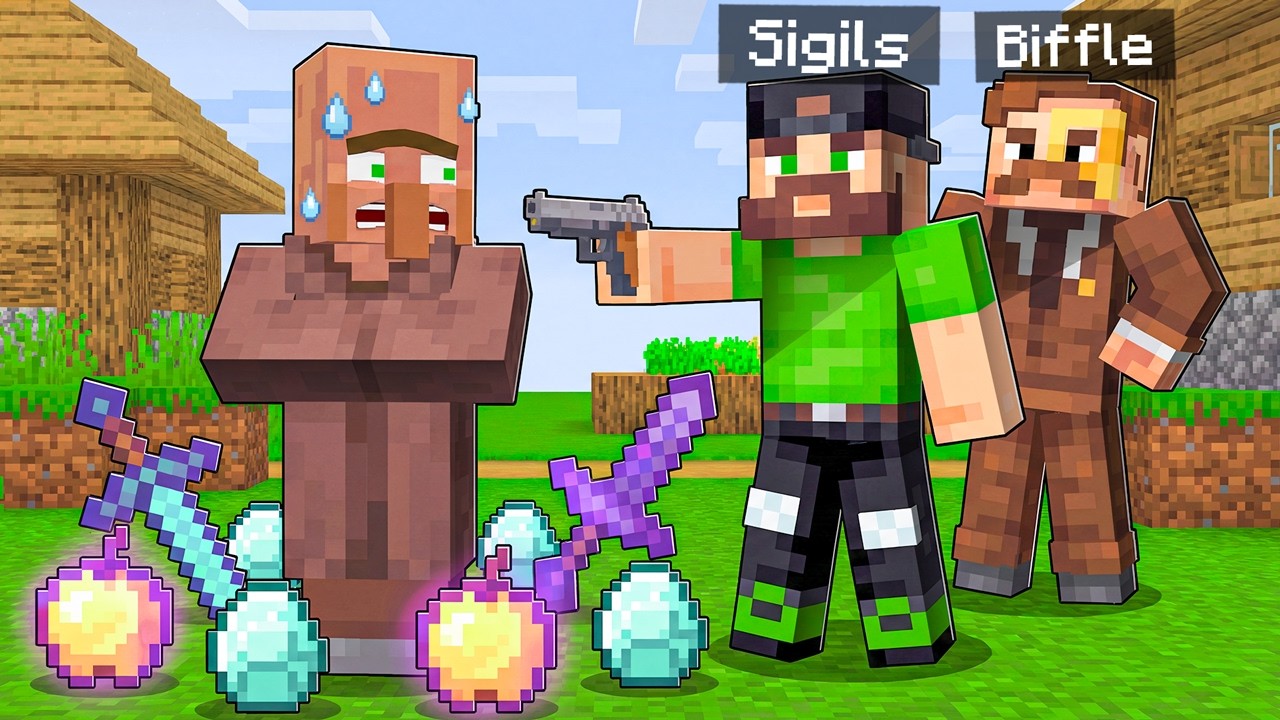 Robbing VILLAGERS for OP WEAPONS in Minecraft