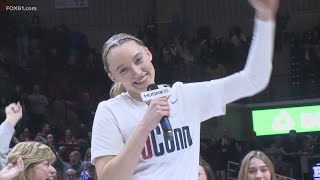 No. 15 UConn beats Georgetown, Paige Bueckers announces she's returning to UConn next year
