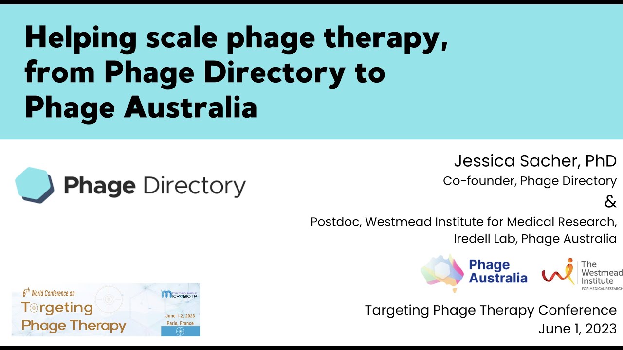 Helping scale phage therapy, from Phage Directory to Phage Australia