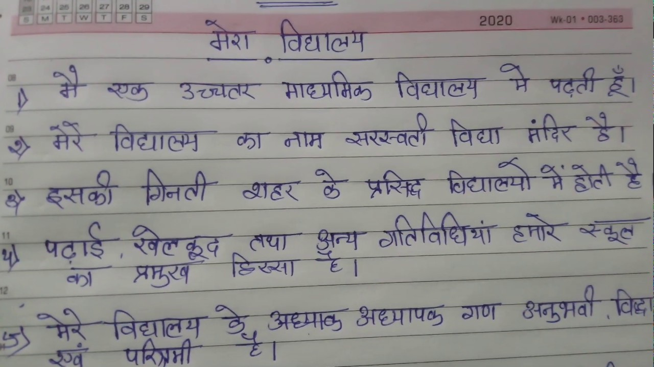 essay on school in hindi 10 lines