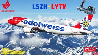 Fenix A320 | Real Life Edelweiss Route | Zurich to Tivat | MSFS2020 LIVE