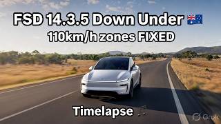 Tesla FSD 14.3.5 Down Under - 110km/h zones timelapse