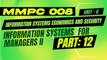 IGNOU MBA JOURNEY MMPC: 008: INFORMATION SYSTEMS FOR MNAGERS|UNIT 6: INFORMATION SYSTEMS |PART 12