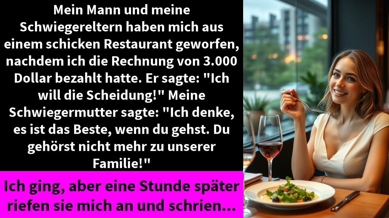 Mein Mann und meine Schwiegereltern haben mich aus einem schicken Restaurant geworfen,