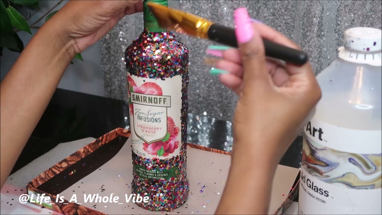 DIY GLITTER SMIRNOFF GLAM BOTTLE 40TH BIRTHDAY GIFT YouTube