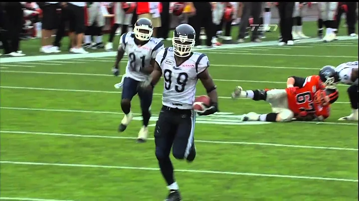 CFL Ronald Flemons Fumbles Ball at Goal Line vs. B...