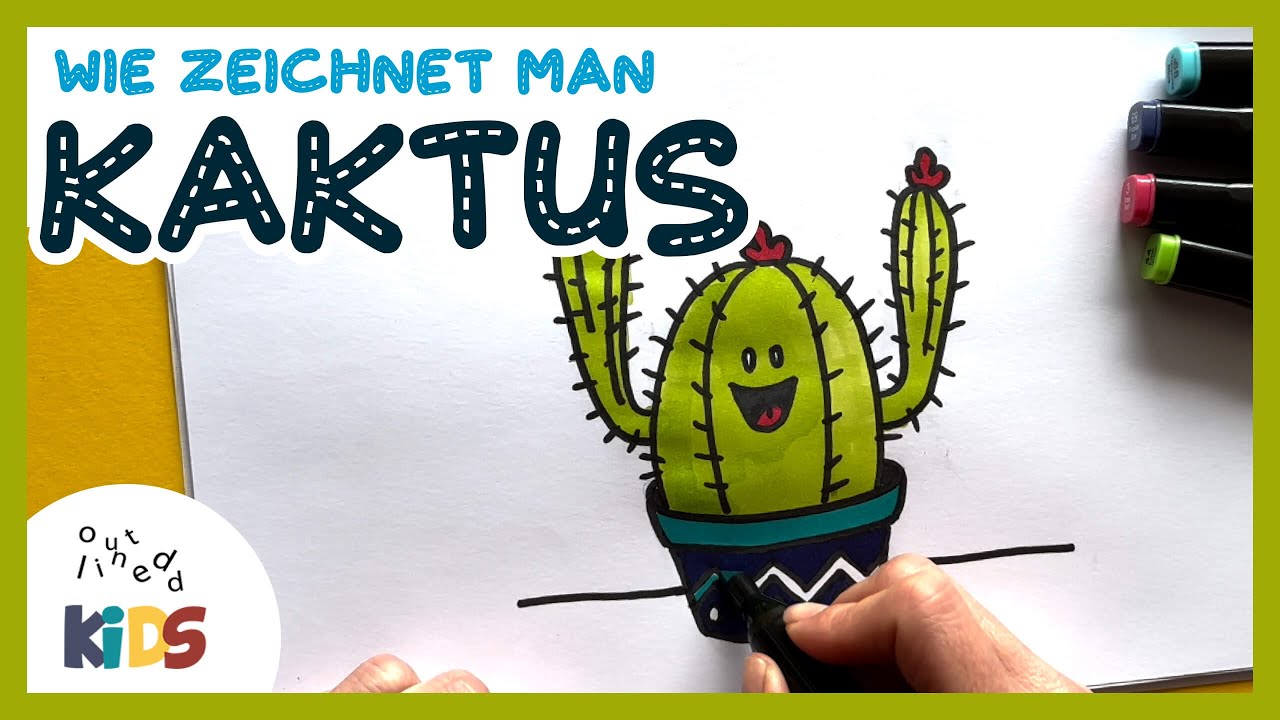 WIE ZEICHNET MAN EINEN KAKTUS I Schritt fr Schritt Kinder 5+ Jahre Alt