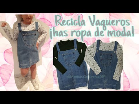 Como hacer un #pichi #overall #jardinera con #vaqueros reciclados para niñas gratis - YouTube