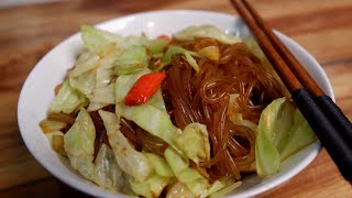 Glass noodles recipe chinese :: stir fry glass noodles with cabbage :: Delicious food