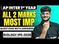 AP Inter 1st Year Biology 2 Marks Important Questions One Shot | All VSAQs with Answers | IPE 2026