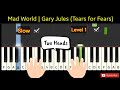 Mad World | Gary Jules (Tears for Fears) | piano tutorial level 1 - slow two hands