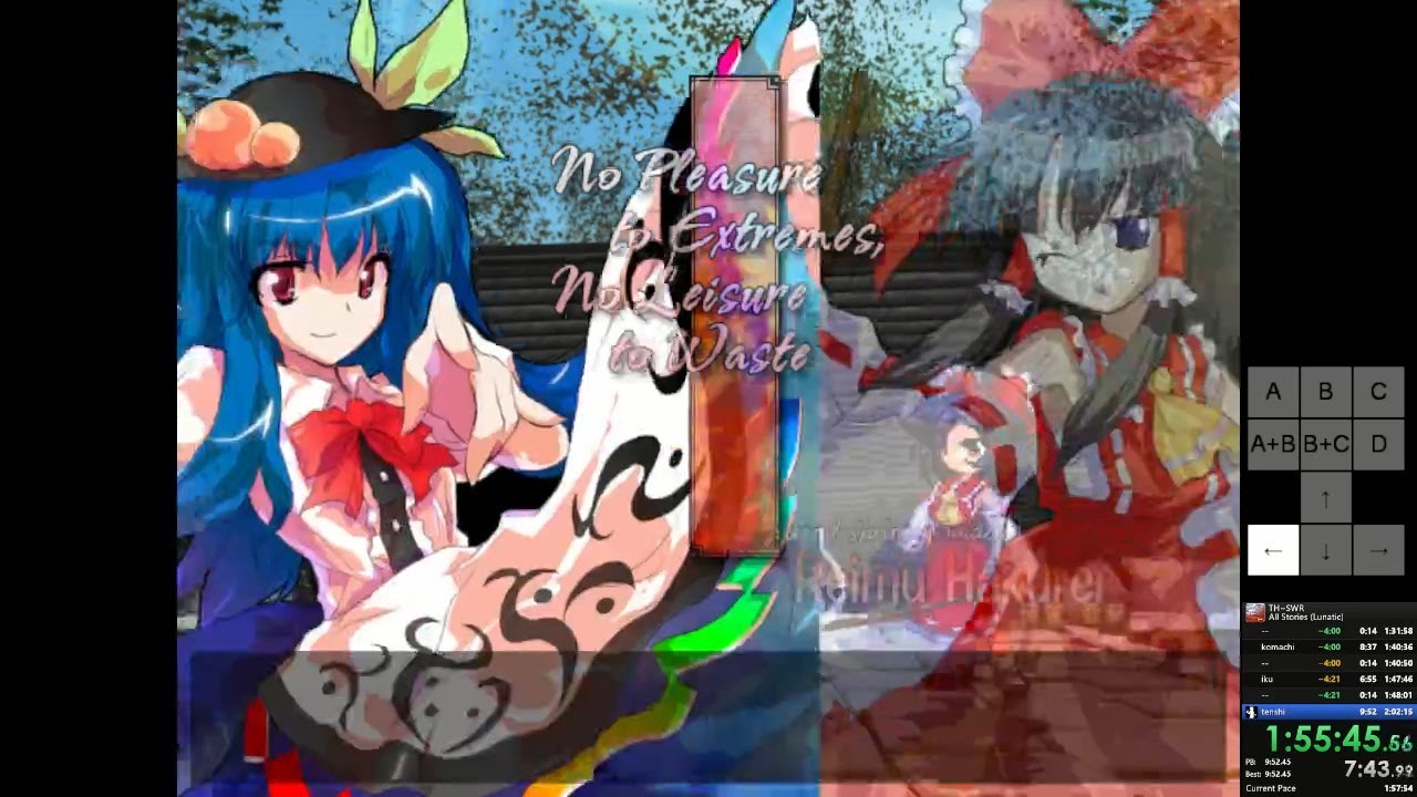 Touhou SWR Lunatic All Stories speedrun 