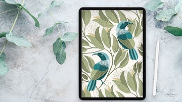 Procreate Timelapse : NZ Tūī Pattern