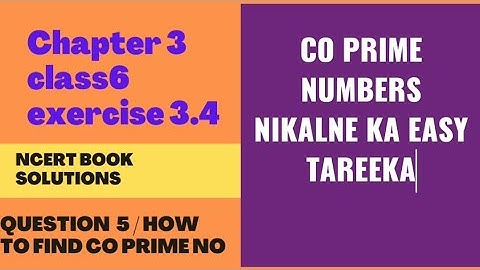 find the CO- PRIME Numbers. class6 mathematics. chapter 3 . ex 3.4 Q 5. ncert solutions.