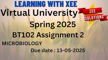 BT102 MICROBIOLOGY Assignment 2 Spring 2025 Virtual University of Pakistan