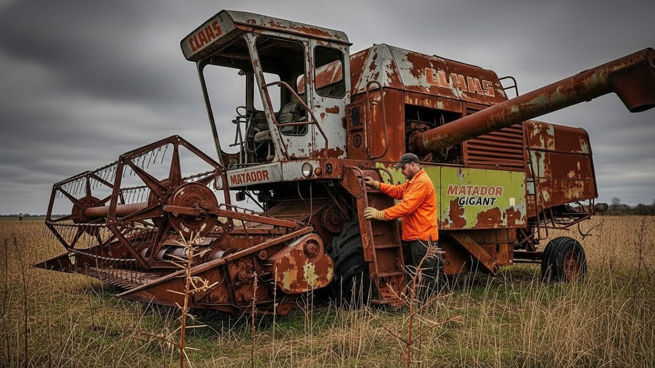 Restoring an abandoned Claas Matador combine harvester from 1965, professional restoration (ASMR).