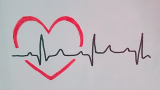 رسم نبض القلب بشكل بسيط وجميل خطوه بخطوه/heart beat drawing