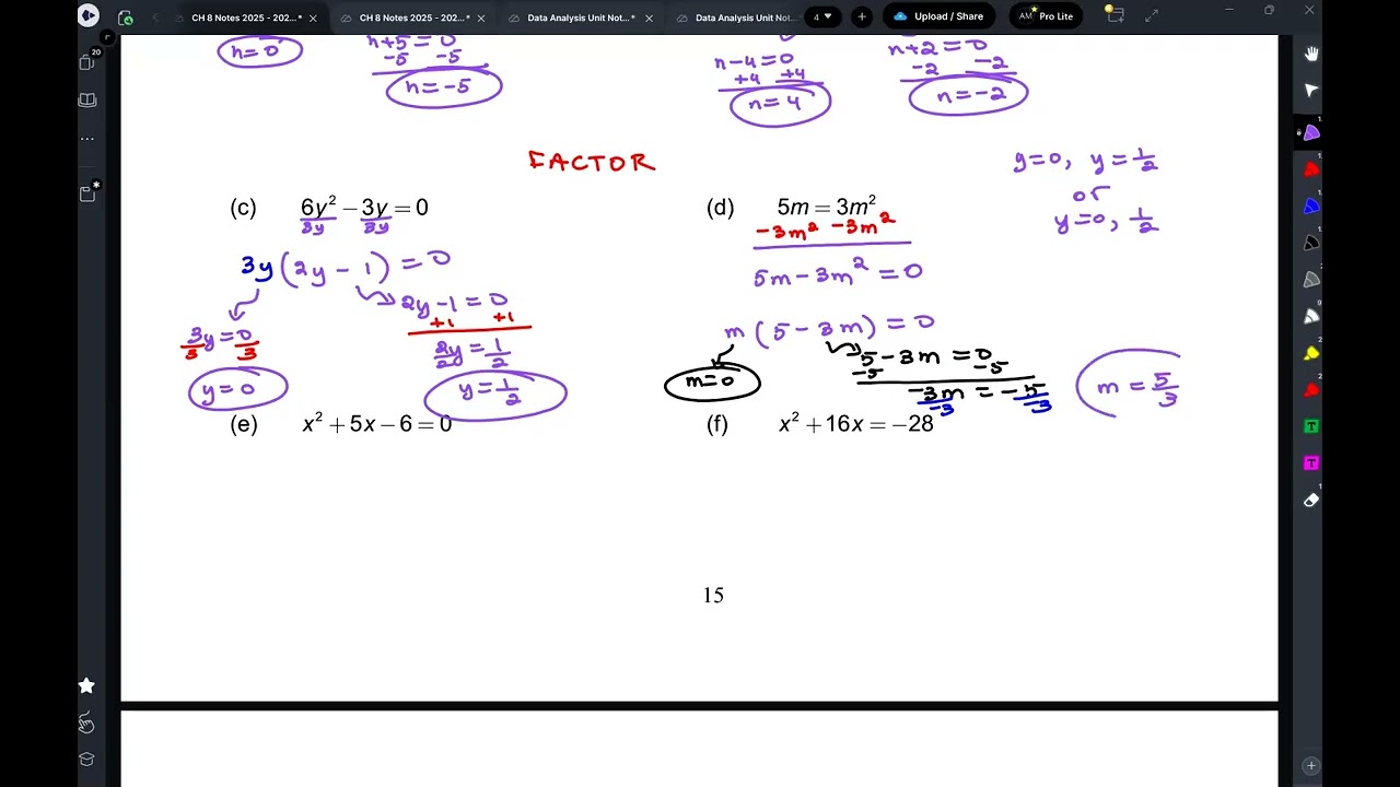 Algebra 1 Section 8.7 Part 2