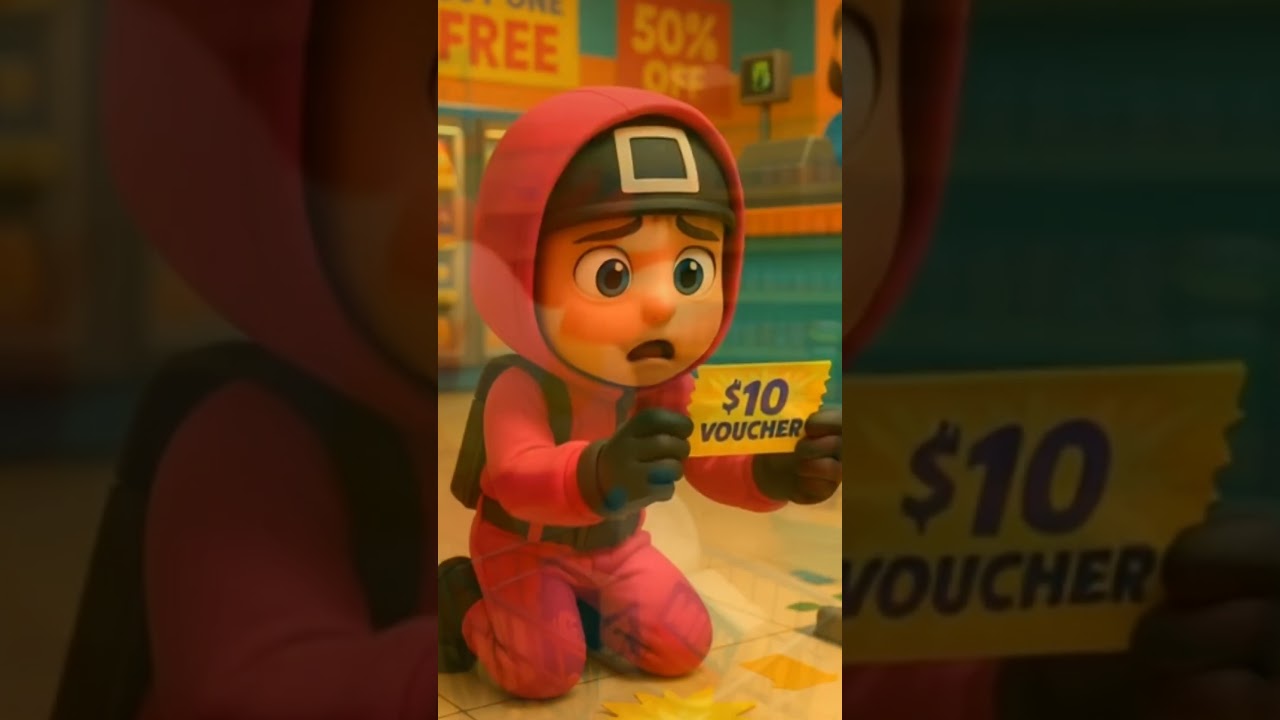 Squid Game Doll Goes Crazy for Supermarket Discounts! 🛒😂