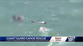 WATCH: Coast Guard rescues father, son whose canoe capsized in Port Royal Sound