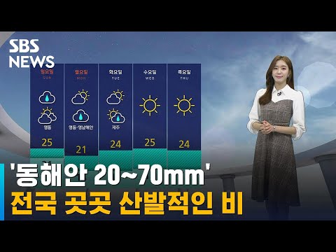 [날씨] '동해안 20~70mm' 전국 곳곳 산발적인 비 / SBS