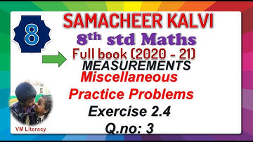 TN 8th maths full book / Measurements / Three dimensional (3-D) shapes/ exercise 2.4 Q.no.3