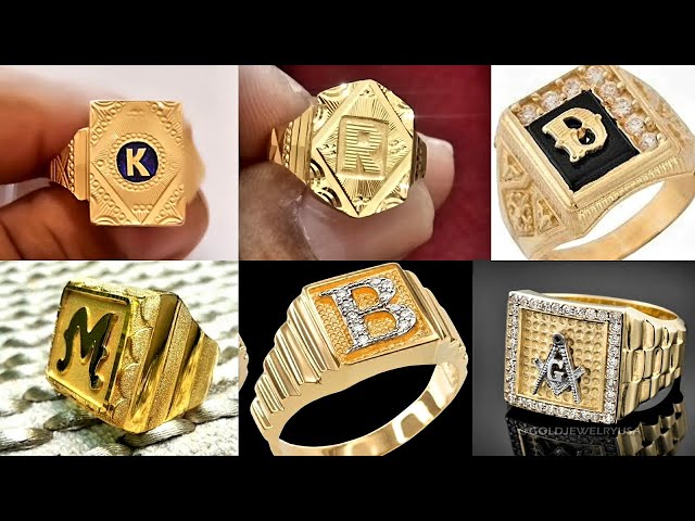 Goldesmiths - 22k Laser Engraved Gold Ring with Name Initial Alphabet