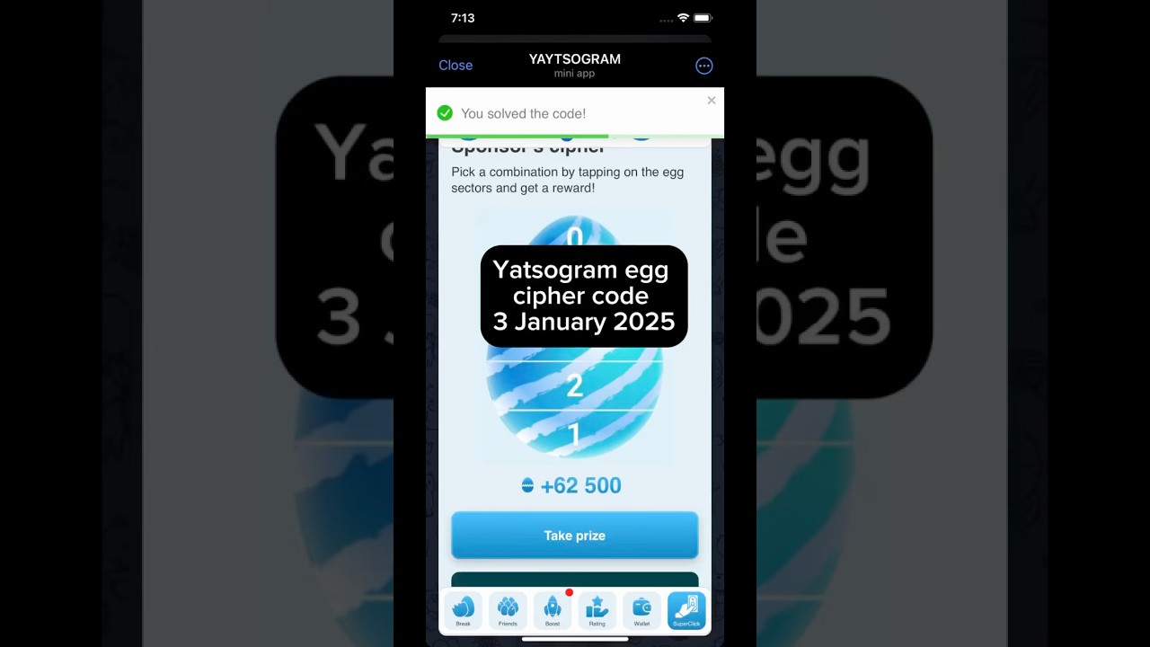 Egg cipher code today 3 January | Yatsogram cipher code 