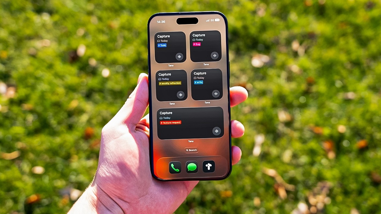 One-tap capture in Tana Outliner Mobile — voice memos, quick notes, and custom workflows