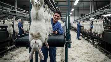 Binnen in de textielfabriek – Hoe luxe angorawol wordt gemaakt (volledig proces)