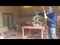 How stone mason makes a natural sandstone plinth course