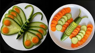 2 Beautiful Butterfly Decoration With Cucumber and Carrot \/ Easy Salad Decoration Ideas \/ Salad Art