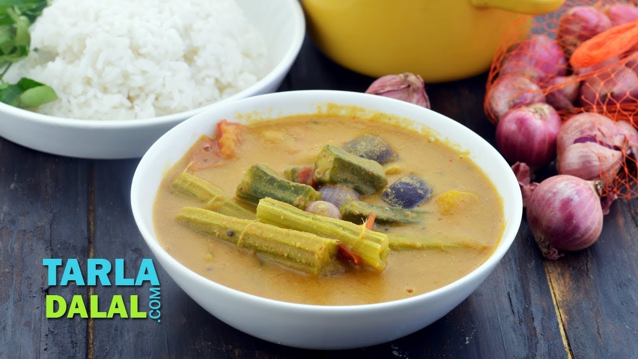 केरला सांभर - Kerla Sambar, Kerala Sambhar with Coconut by Tarla Dalal