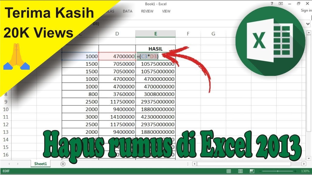 Cara Menghapus Rumus di Excel  Tanpa Menghilangkan Hasil