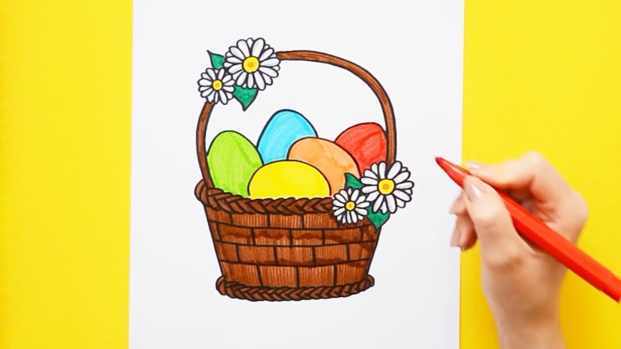 How to draw an Easter Egg Basket - YouTube