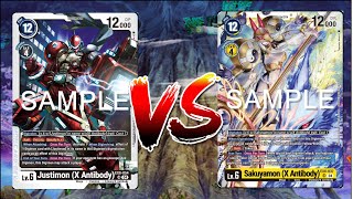 Justimon X Antibody VS Sakuyamon X Antibody EX08 (DIGIMON TCG)