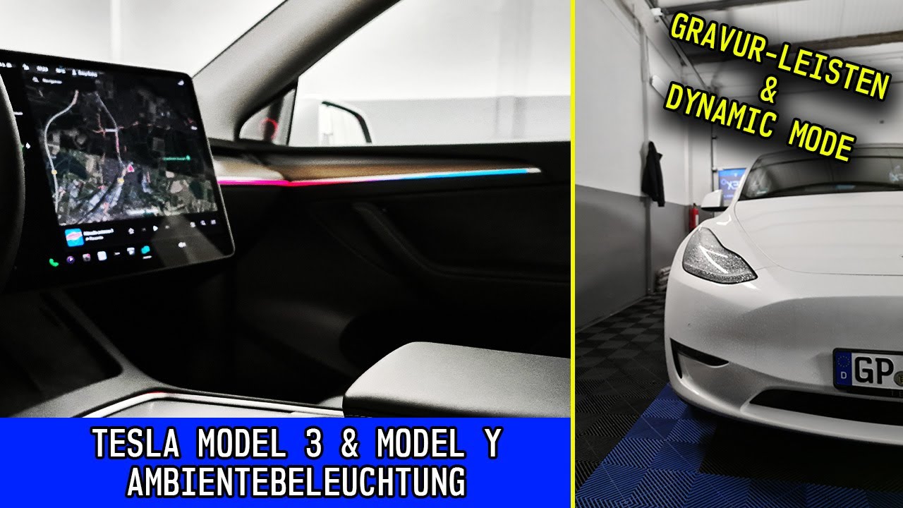 Tesla Model 3 & Model Y: Dynamische Ambientebeleuchtung mit Laser-Gravur  nachrüsten (2-Zonen LED) 