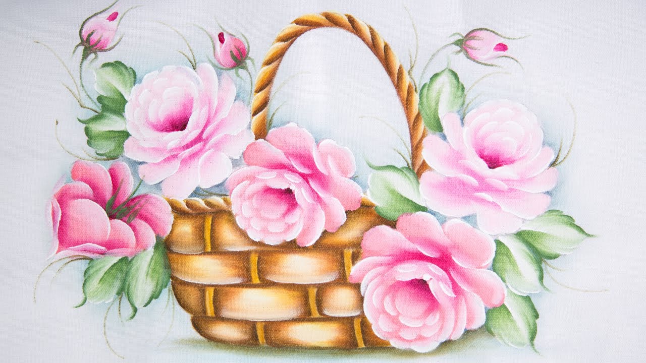 Pintura de Cesta com Rosas | com Andrea Mendes