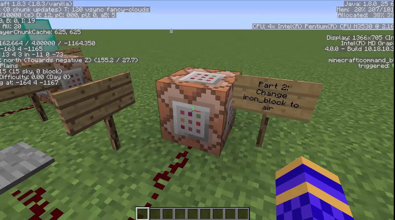 Redstone Lesson 1 Placing Removing Blocks With Command Blocks Youtube