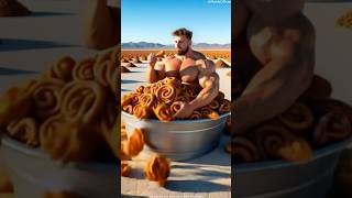 Man Eats Funnel Cakes in Heat,Pig Bring Yogurt #ai #shorts #aishorts #cake #pig #shortsfeed Information