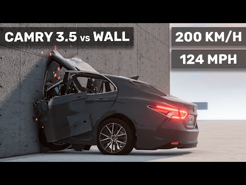 Toyota Camry 3.5 Crashes To The Wall 200 KmH | Realistic Crash Test